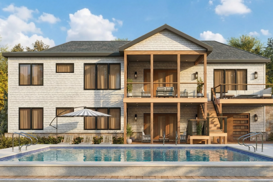 Exterior - Rear Elevation for Contemporary House Plan #54-688 - 3 bed, 2 bath