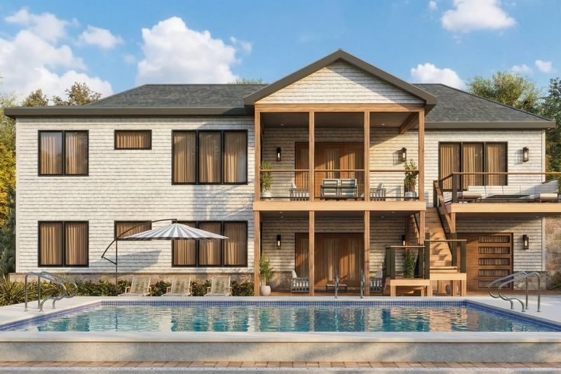 Home Plan - Exterior - Rear Elevation for Contemporary House Plan #54-688 - 3 bed, 2 bath