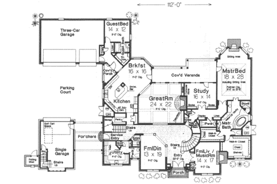 Floor Plan - Main Floor for European House Plan #310-352 - 5 bed, 8 bath