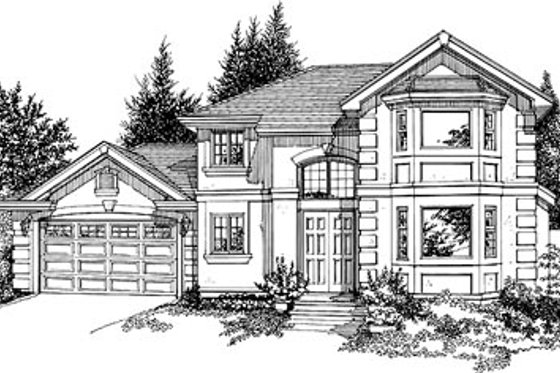 Exterior - Front Elevation for Mediterranean House Plan #47-373 - 3 bed, 3.5 bath