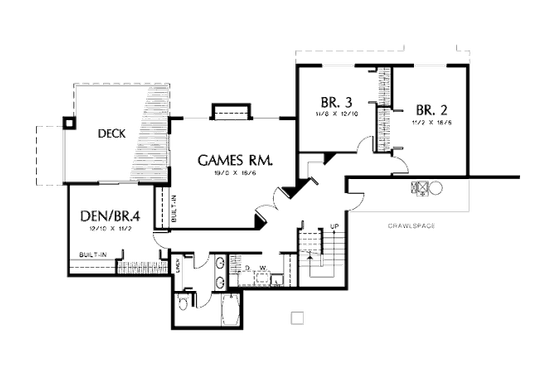 Floor Plan - Lower Floor for Traditional House Plan #48-419 - 4 bed, 2.5 bath