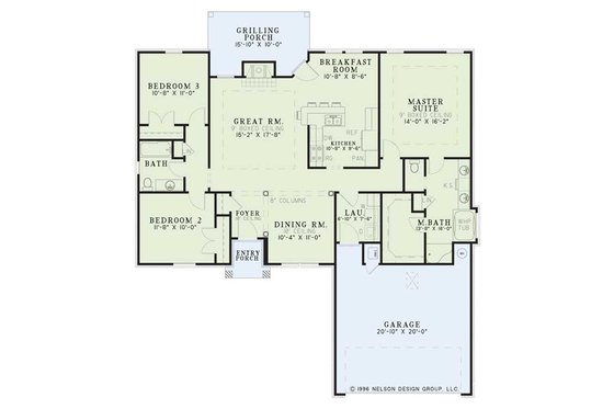 Floor Plan - Main Floor for Traditional House Plan #17-2883 - 3 bed, 2 bath