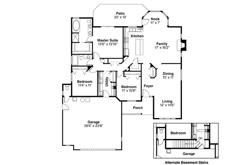 Home Plan - Floor Plan - Main Floor for Ranch House Plan #124-389 - 3 bed, 2 bath