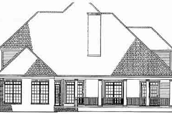 Exterior - Rear Elevation for European House Plan #17-2136 - 4 bed, 4 bath