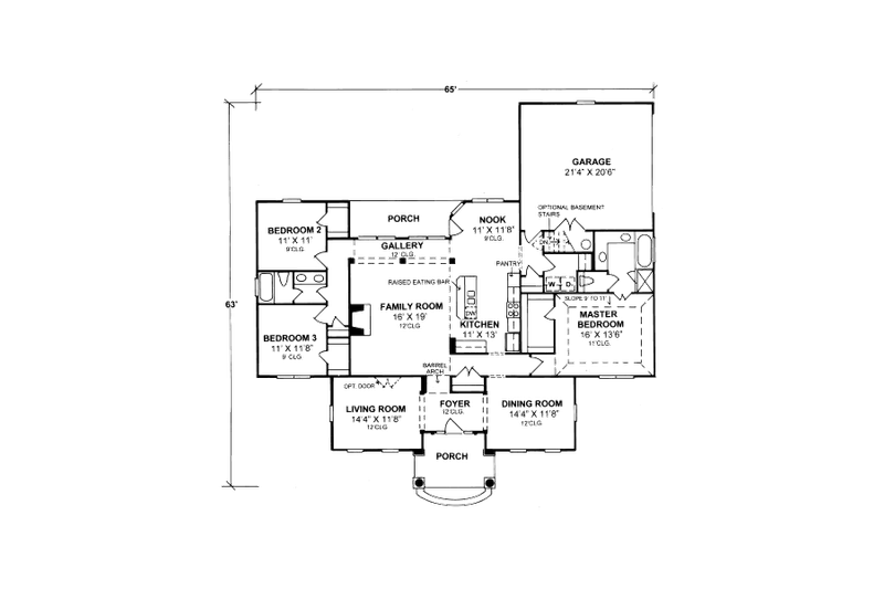 Home Plan - Floor Plan - Main Floor for Southern House Plan #20-332 - 3 bed, 2 bath