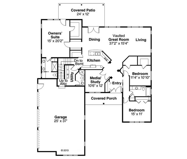 House Design - Ranch Floor Plan - Main Floor Plan #124-900