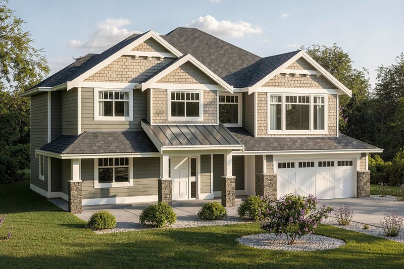 Exterior - Front Elevation 2 for Craftsman House Plan #1100-40 - 3 bed, 2 bath