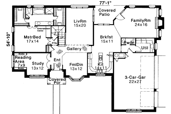 Floor Plan - Main Floor for European House Plan #310-125 - 4 bed, 3.5 bath