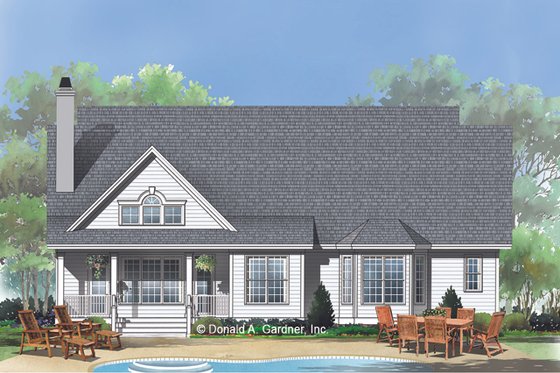 Exterior - Rear Elevation for Traditional House Plan #929-882 - 3 bed, 2 bath