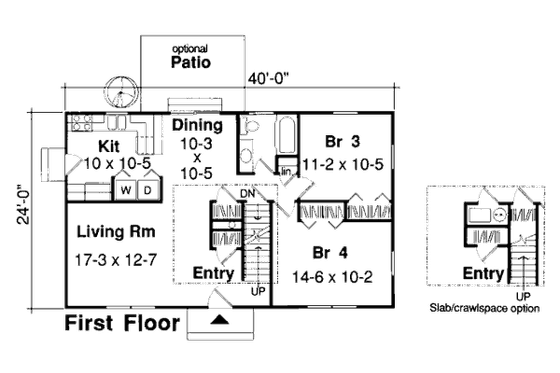 Floor Plan - Main Floor for Traditional House Plan #312-359 - 4 bed, 3 bath