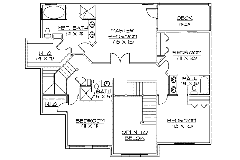 Dream House Plan - Floor Plan - Upper Floor for Country House Plan #5-196 - 5 bed, 3.5 bath