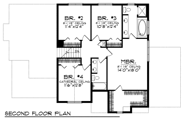 Home Plan - Traditional Floor Plan - Upper Floor Plan #70-702