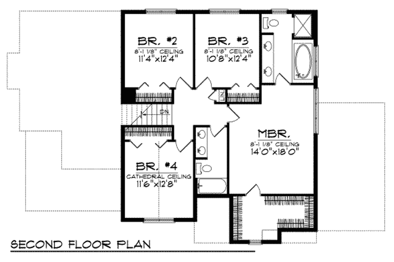 House Plan Design - Floor Plan - Upper Floor for Traditional House Plan #70-702 - 4 bed, 2.5 bath