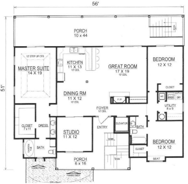 Beach Floor Plan - Main Floor Plan #14-252