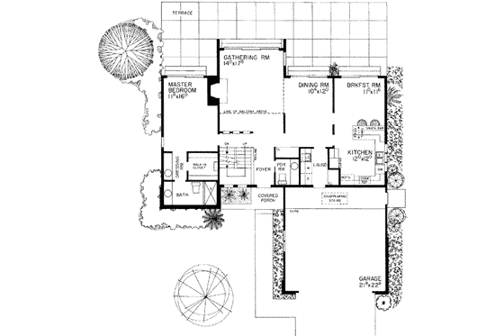 Floor Plan - Main Floor for Modern House Plan #72-123 - 3 bed, 2.5 bath