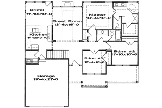 Floor Plan - Main Floor for Traditional House Plan #6-161 - 3 bed, 2 bath
