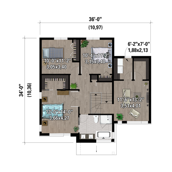 Contemporary Floor Plan - Upper Floor Plan #25-4976