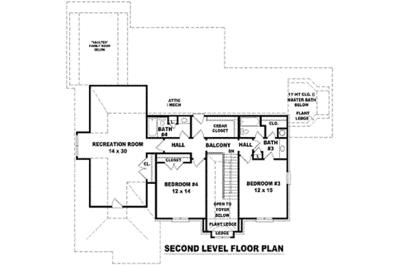 Floor Plan - Upper Floor for European House Plan #81-1193 - 4 bed, 4 bath