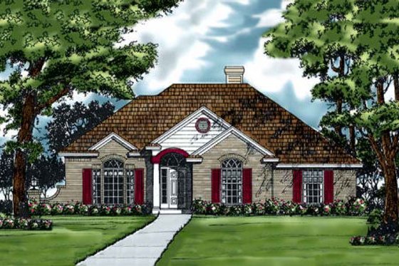 Exterior - Front Elevation for European House Plan #40-105 - 3 bed, 2 bath