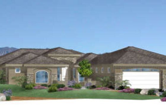 Exterior - Front Elevation for Adobe / Southwestern House Plan #24-273 - 5 bed, 5 bath