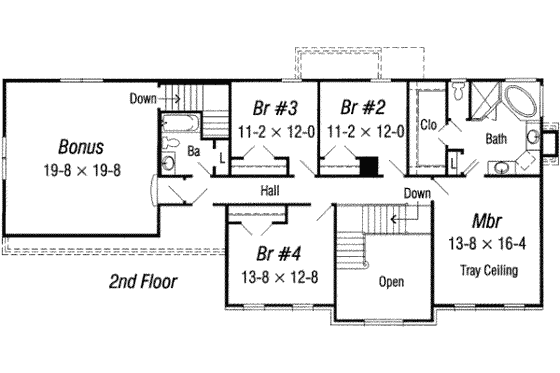 Floor Plan - Upper Floor for European House Plan #329-120 - 5 bed, 2.5 bath