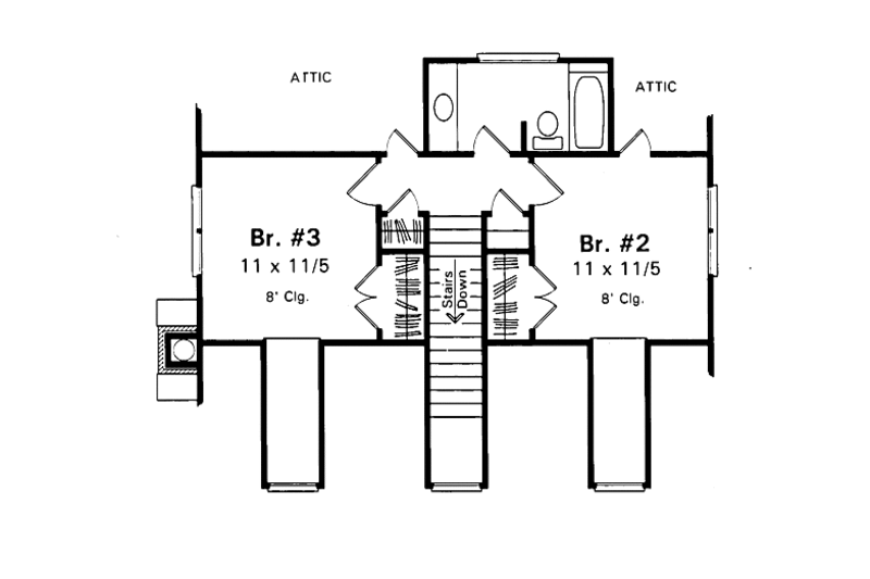 Architectural House Design - Floor Plan - Upper Floor for Country House Plan #41-115 - 3 bed, 2.5 bath