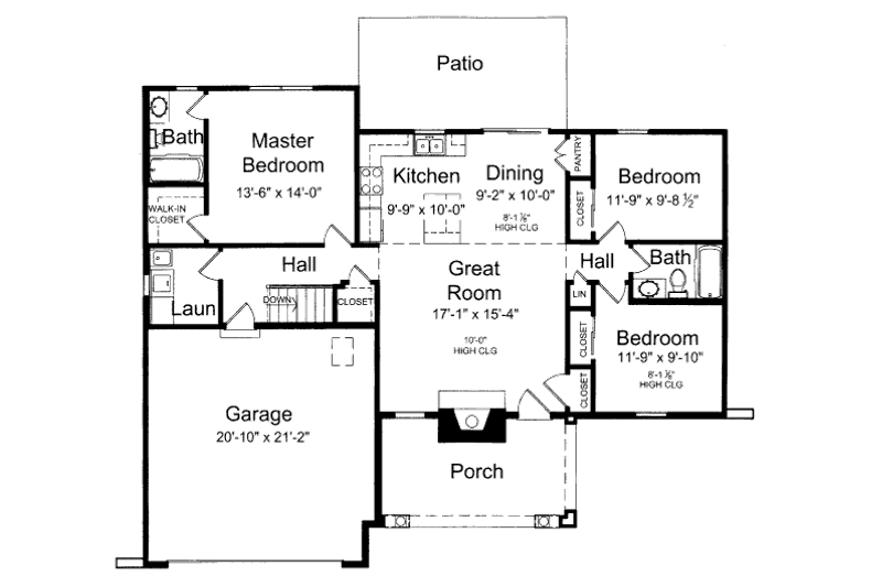 Dream House Plan - Floor Plan - Main Floor for Traditional House Plan #46-416 - 3 bed, 2 bath