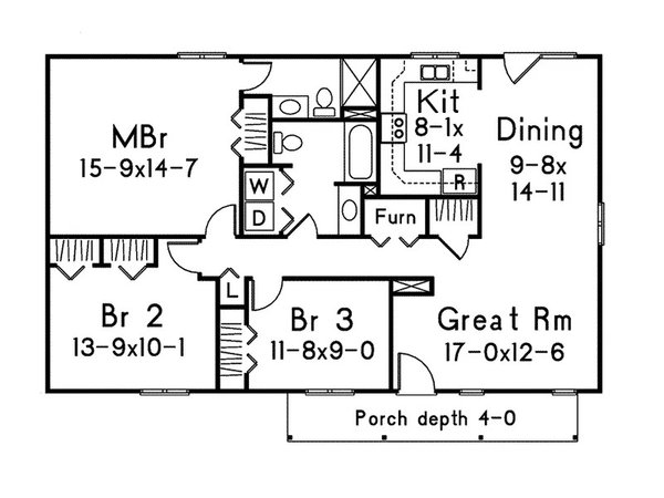 House Blueprint - Ranch Floor Plan - Main Floor Plan #57-710