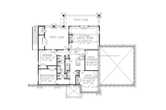 Floor Plan - Lower Floor for Craftsman House Plan #54-441 - 4 bed, 3 bath