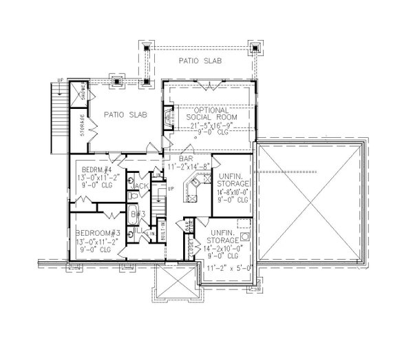 Craftsman Floor Plan - Lower Floor Plan #54-441