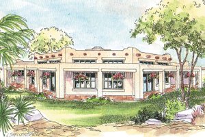 Home Plan - Adobe / Southwestern Exterior - Rear Elevation Plan #124-647