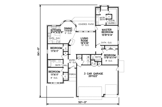 Floor Plan - Main Floor for Traditional House Plan #65-257 - 4 bed, 2.5 bath