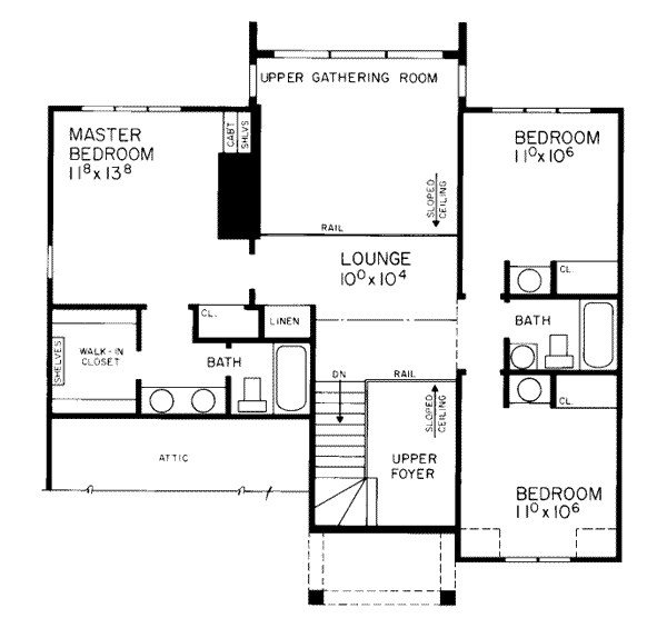 Craftsman Floor Plan - Upper Floor Plan #72-125