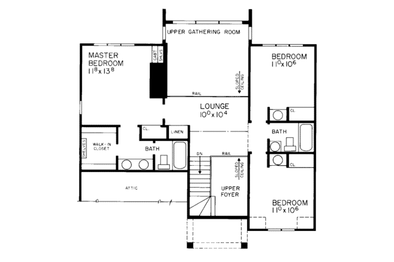 Dream House Plan - Floor Plan - Upper Floor for Craftsman House Plan #72-125 - 3 bed, 2.5 bath