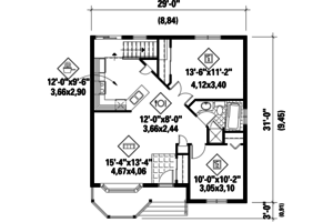Floor Plan - Main Floor for Country House Plan #25-4430 - 2 bed, 1 bath