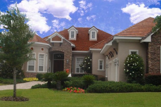 Exterior - Front Elevation for European House Plan #135-200 - 3 bed, 3.5 bath