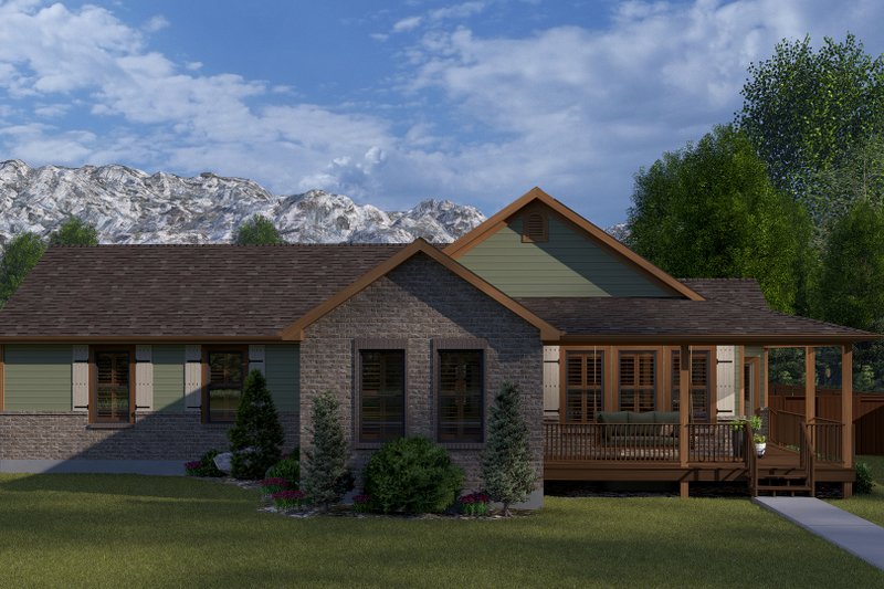 Architectural House Design - Exterior - Front Elevation 5 for Ranch House Plan #1060-386 - 2 bed, 2 bath