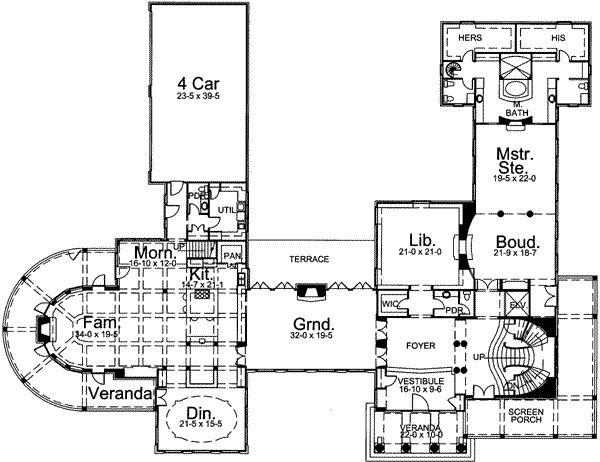 Architectural House Design - European Floor Plan - Main Floor Plan #119-187