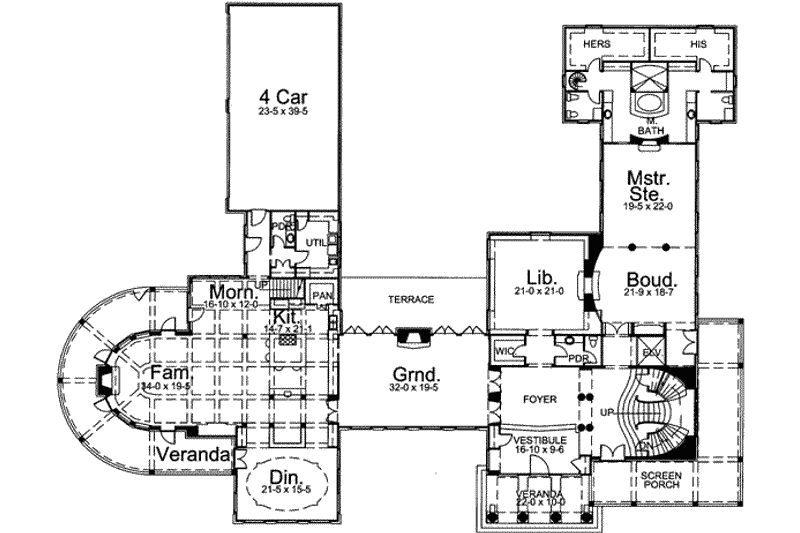Home Plan - Floor Plan - Main Floor for European House Plan #119-187 - 4 bed, 4.5 bath
