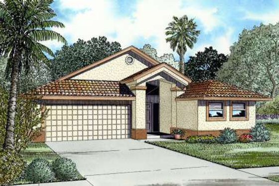 Exterior - Front Elevation for Mediterranean House Plan #420-116 - 4 bed, 2.5 bath