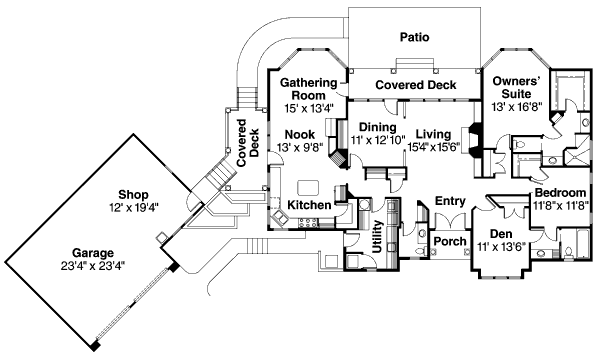Home Plan - Mediterranean Floor Plan - Main Floor Plan #124-420
