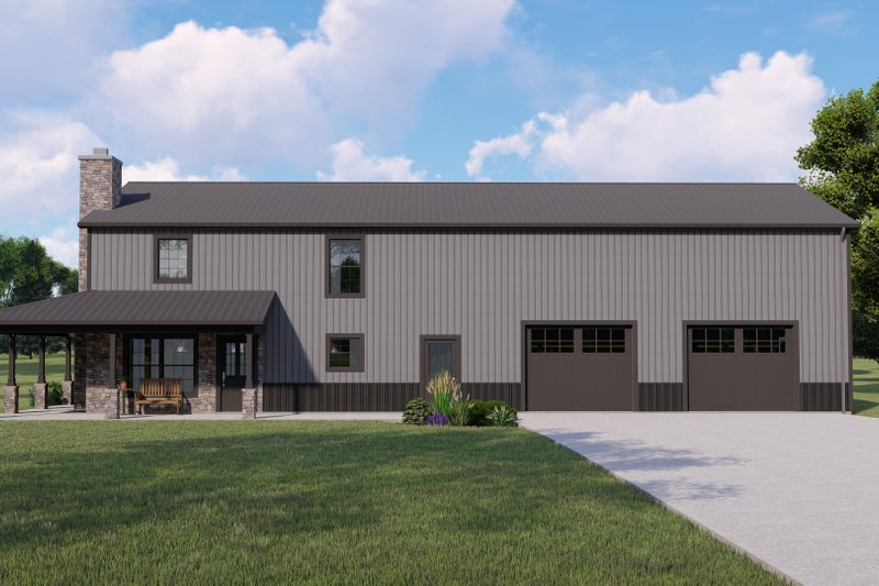 House Blueprint - Barndominium Exterior - Front Elevation Plan #1064-183