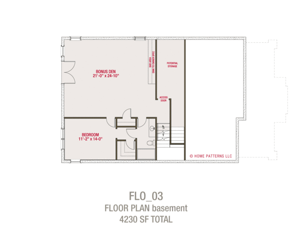 Craftsman Floor Plan - Lower Floor Plan #461-63