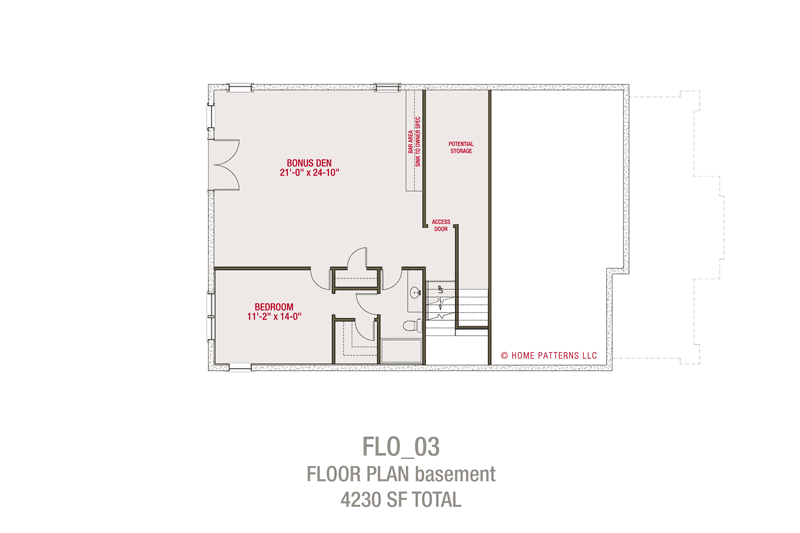 House Plan Design - Floor Plan - Lower Floor for Craftsman House Plan #461-63 - 5 bed, 4.5 bath