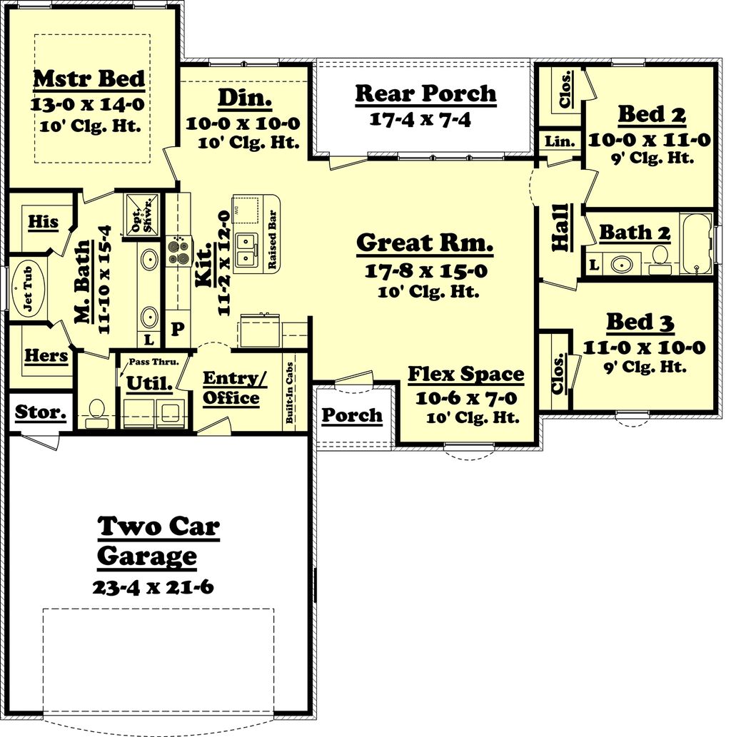 Ranch Style House  Plan  3 Beds 2  Baths 1500  Sq  Ft  Plan  