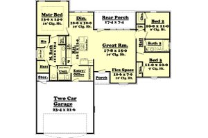 Floor Plan - Main Floor for Ranch House Plan #430-59 - 3 bed, 2 bath