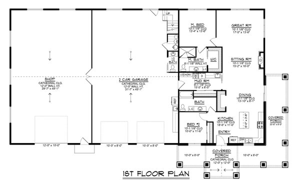 Barndominium Floor Plan - Main Floor Plan #1064-408