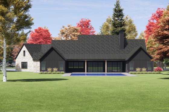 Exterior - Rear Elevation 1 for Farmhouse House Plan #1096-21 - 4 bed, 4.5 bath