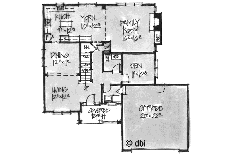 Architectural House Design - Floor Plan - Main Floor for Farmhouse House Plan #20-241 - 4 bed, 2.5 bath