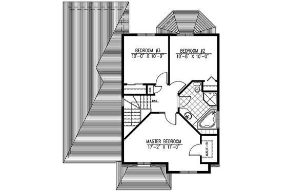 Floor Plan - Upper Floor for European House Plan #138-206 - 3 bed, 1.5 bath